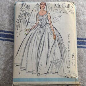 1954 McCall's Fashion First Bridal Dresses Sewing Pattern 9677 SZ 14 BUST 34
